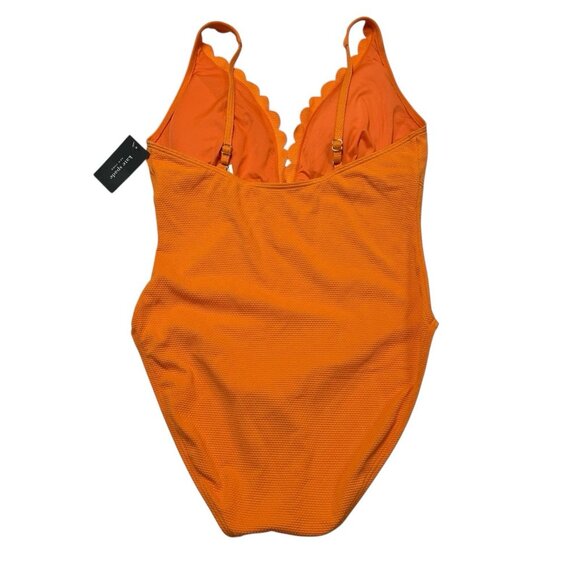 Kate Spade Swimsuit Womens XL Orange Scalloped Pique Textured One Piece Beach - Picture 2 of 5